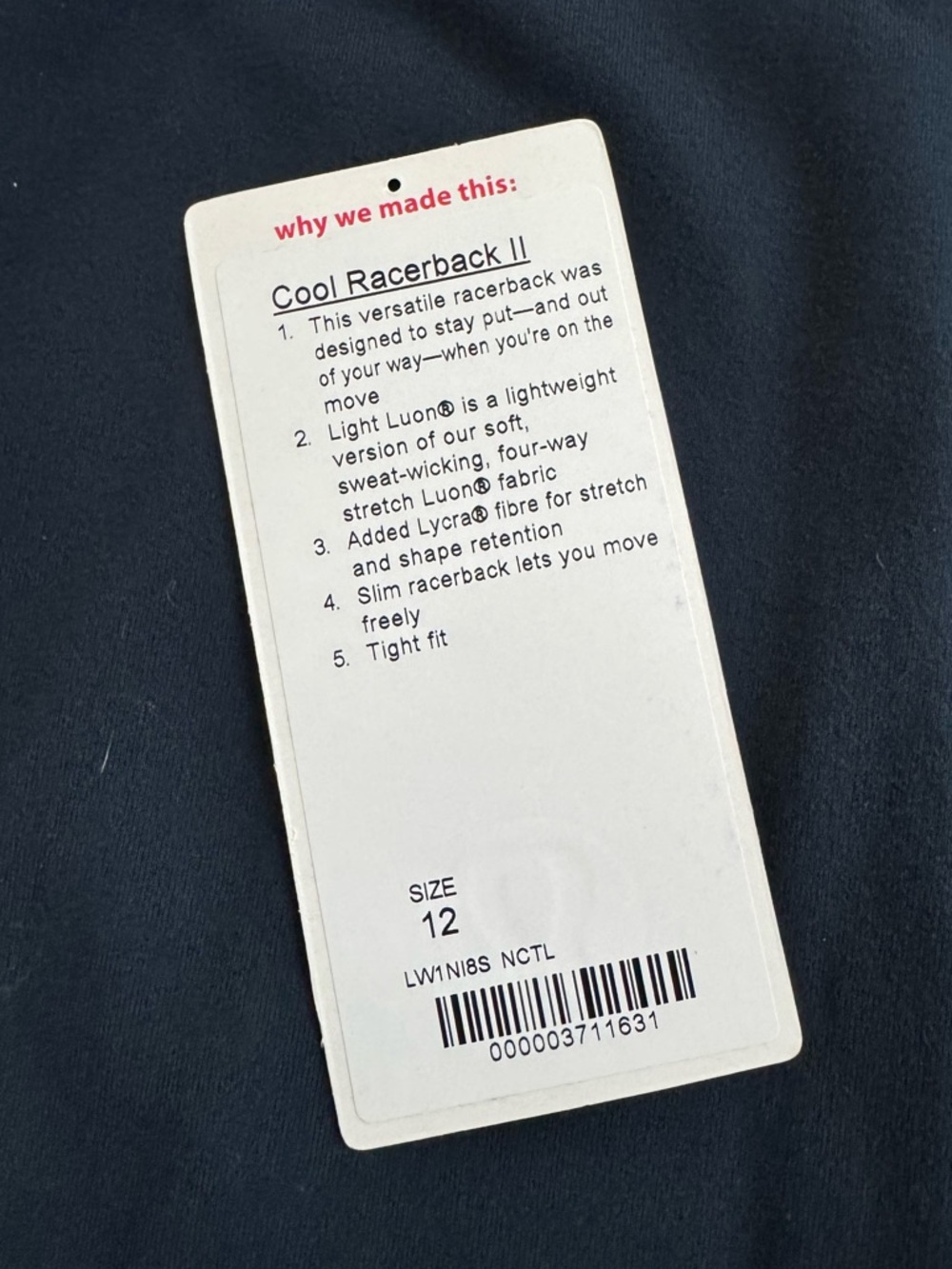 Lululemon Cool Racerback II tank top size 12 nocturnal teal - Picture 11 of 11